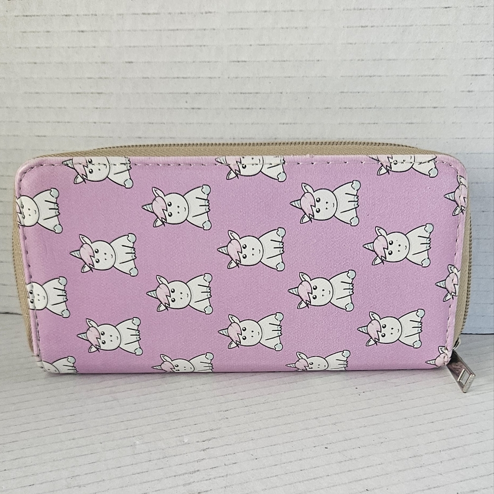 Pink unicorn zip around wallet‎